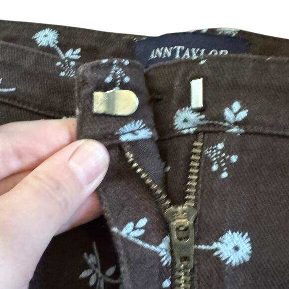 VTG Ann Taylor Early 2000s Y2K Floral Straight Leg Cropped Pants 16 Brown Blue - Picture 4 of 9